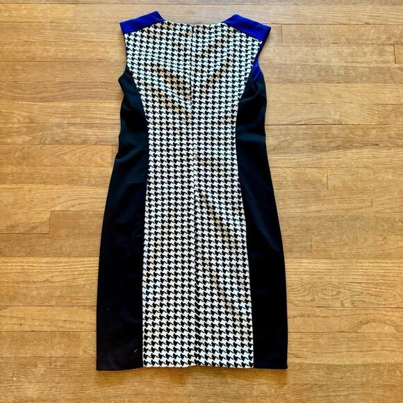 Spence black white houndstooth sleeveless knee length sheath dress size 4
 b32 - Picture 4 of 4